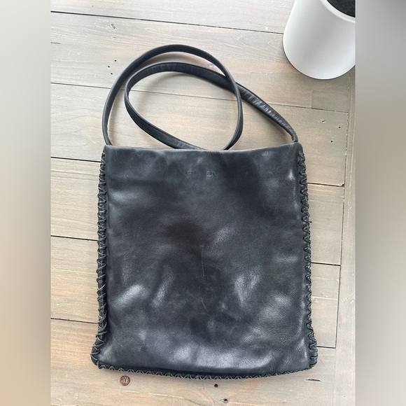 Kenneth Cole Black Leather Tote Bag - Picture 1 of 7